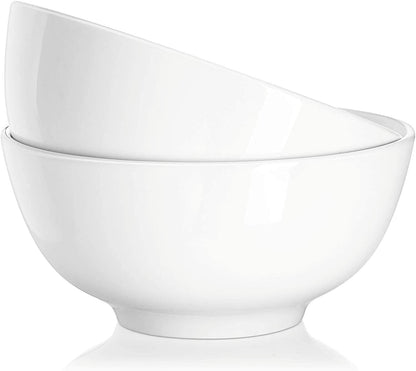 22 Ounce Soup and Cereal Bowls, Porcelain Serving Salad Bowls, Dishwasher & Microwave Safe, Centerpiece Serving Bowls, White,Bowl Set for Rice Pasta Oatmeal