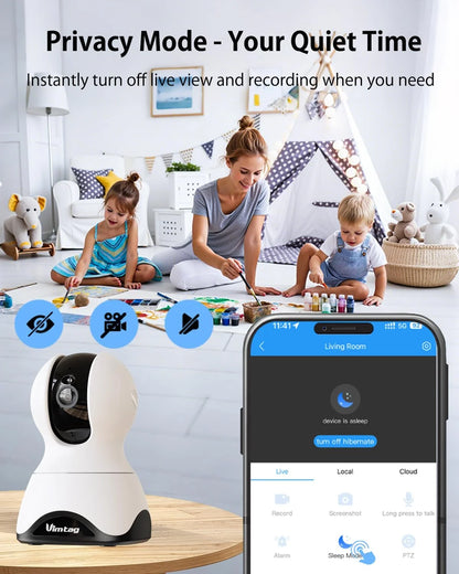 2.5K Pet Camera 5G&2.4G Wifi Dog/Cat/Nanny Cam & Baby Monitor, 360° Indoor Camera for Home Security with Phone App & Speaker, Motion Tracking, Free AI Detection, Night Vision, Sd/Cloud Storage