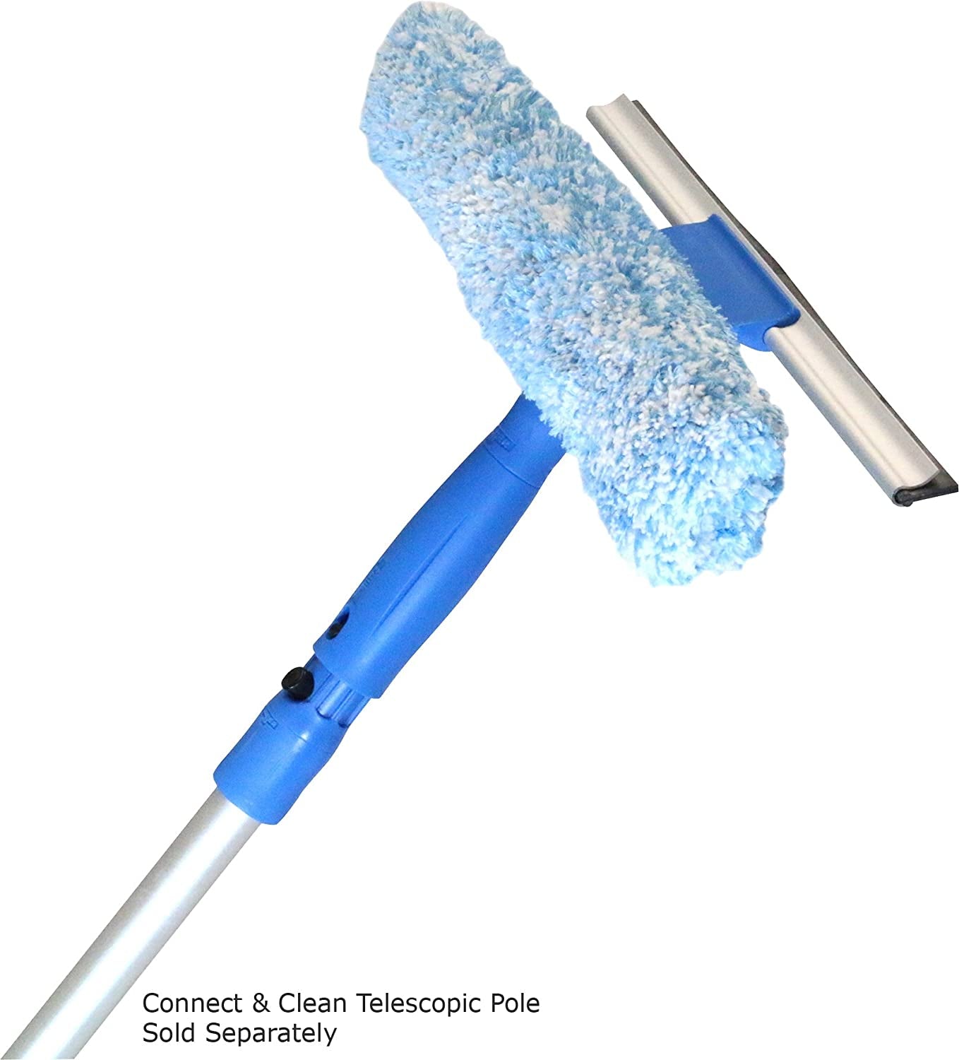 Professional 2-In-1 Squeegee and Scrubber, 14” Window Cleaning Tool with Streak-Free Results, Commercial and Residential Use, Microfiber Sleeve to Clean without Scratching