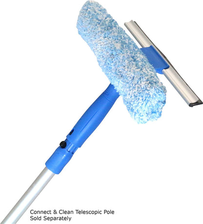 Professional 2-In-1 Squeegee and Scrubber, 14” Window Cleaning Tool with Streak-Free Results, Commercial and Residential Use, Microfiber Sleeve to Clean without Scratching