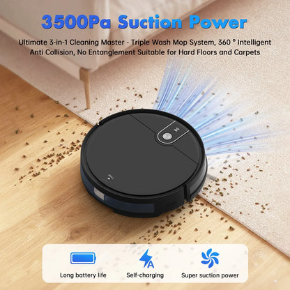 Robot Vacuum Cleaner 2 in 1 Vacuum and Mop Combo 3500Pa, with Alexa/ Wifi Control