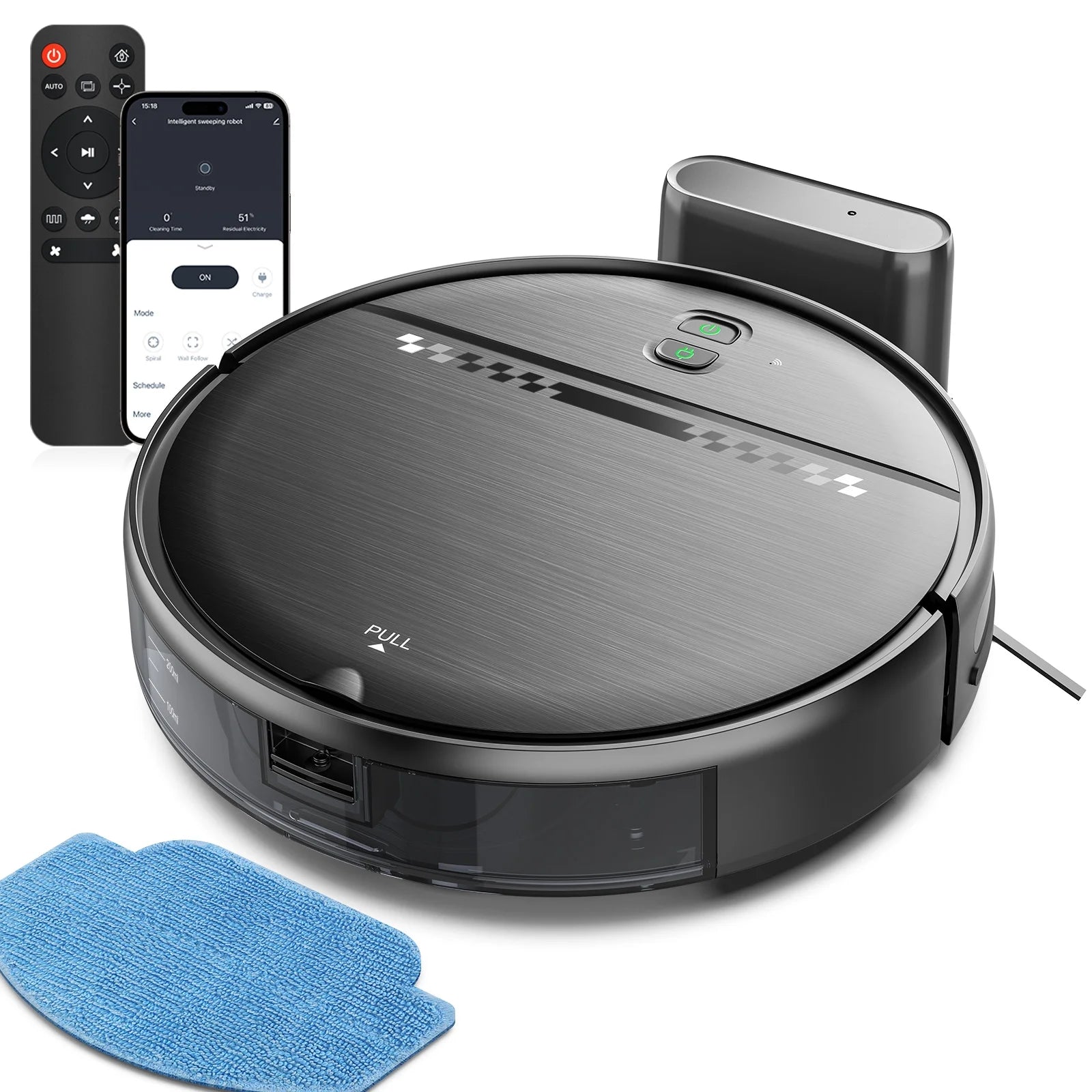 Robot Vacuum Cleaner and Mop Combo with App Wifi and Remote Control Robotic Vacuums, Black