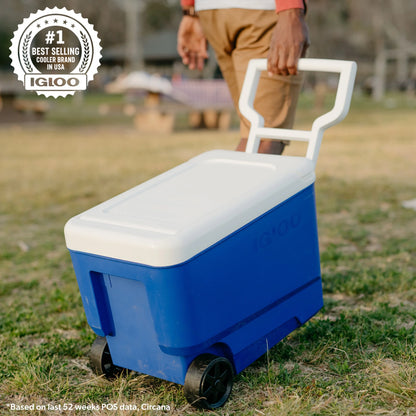 38 QT Wheelie Cool Hard Sided Cooler with Wheels, Blue