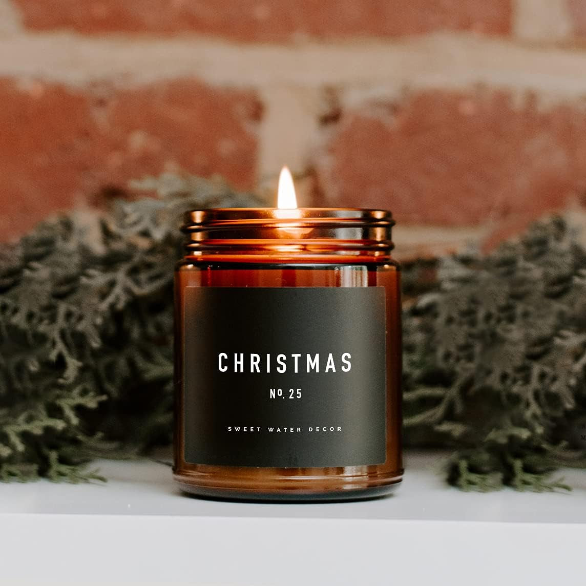 Christmas Candle | Christmas Tree, Apple Cider, and Cinnamon, Winter Holiday Scented Soy Candles for Home | 9Oz Amber Jar, 40 Hour Burn Time, Made in the USA
