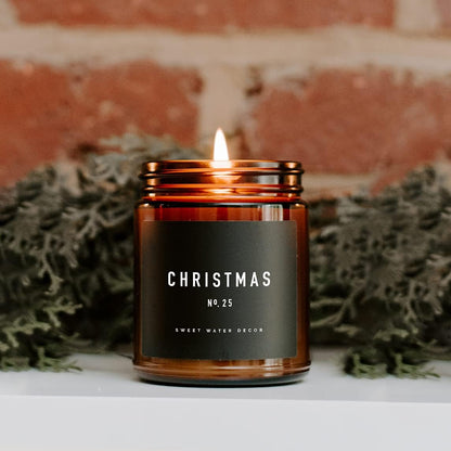 Christmas Candle | Christmas Tree, Apple Cider, and Cinnamon, Winter Holiday Scented Soy Candles for Home | 9Oz Amber Jar, 40 Hour Burn Time, Made in the USA