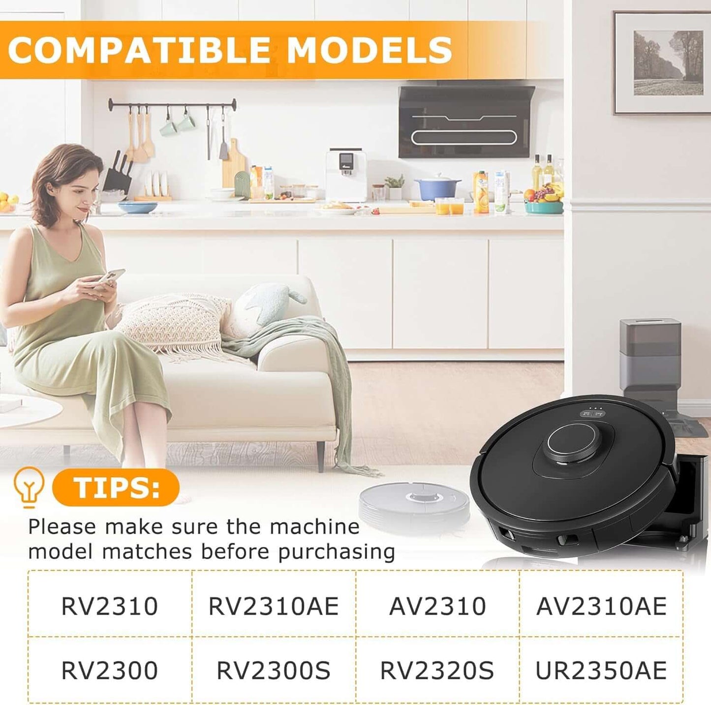 8 Pack Side Brushes Replacement for Shark Matrix Robot Vacuum RV2310, RV2310AE,