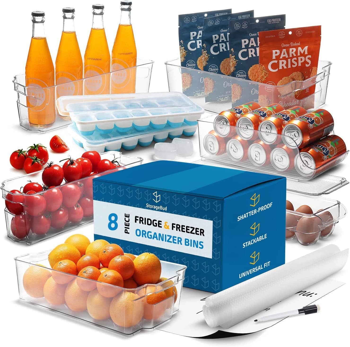 Fridge Organizer - 8 Pieces Refrigerator Organizer Bins - Pantry Organization and Storage for Fridge & Refrigerator- BPA Free Freezer Organizer Bins