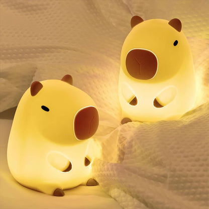 Cute Capybara Night Light Children'S Silicone Nightlight Gift USB Rechargeable Animal Touch Bedside Sleep Lamp Decoration