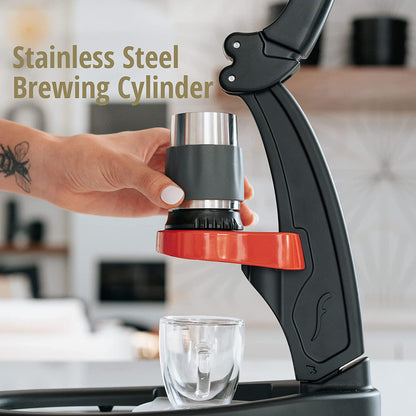 Espresso Maker - Classic with Pressure Kit: Manual Lever Espresso Machine with Stainless Steel Tamper, Pressure Gauge and Carrying Case