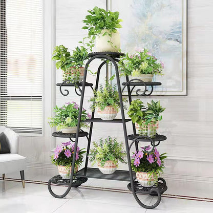 Plant Stand, 9 Tier Indoor Outdoor Metal Plant Shelf, Multiple Tier Flower Shelves, Tall Display Rack for Garden Balcony Living Room (Black)
