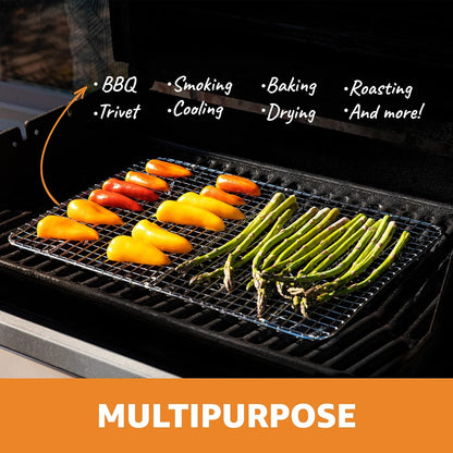 18/8 Stainless Steel Cooling Rack, Heavy Duty Baking Rack for Oven Cooking, Fits Jelly Roll Pan, Wire Rack for Cooking, Bacon, Cookie Cooling Rack, 10" X 14.7"