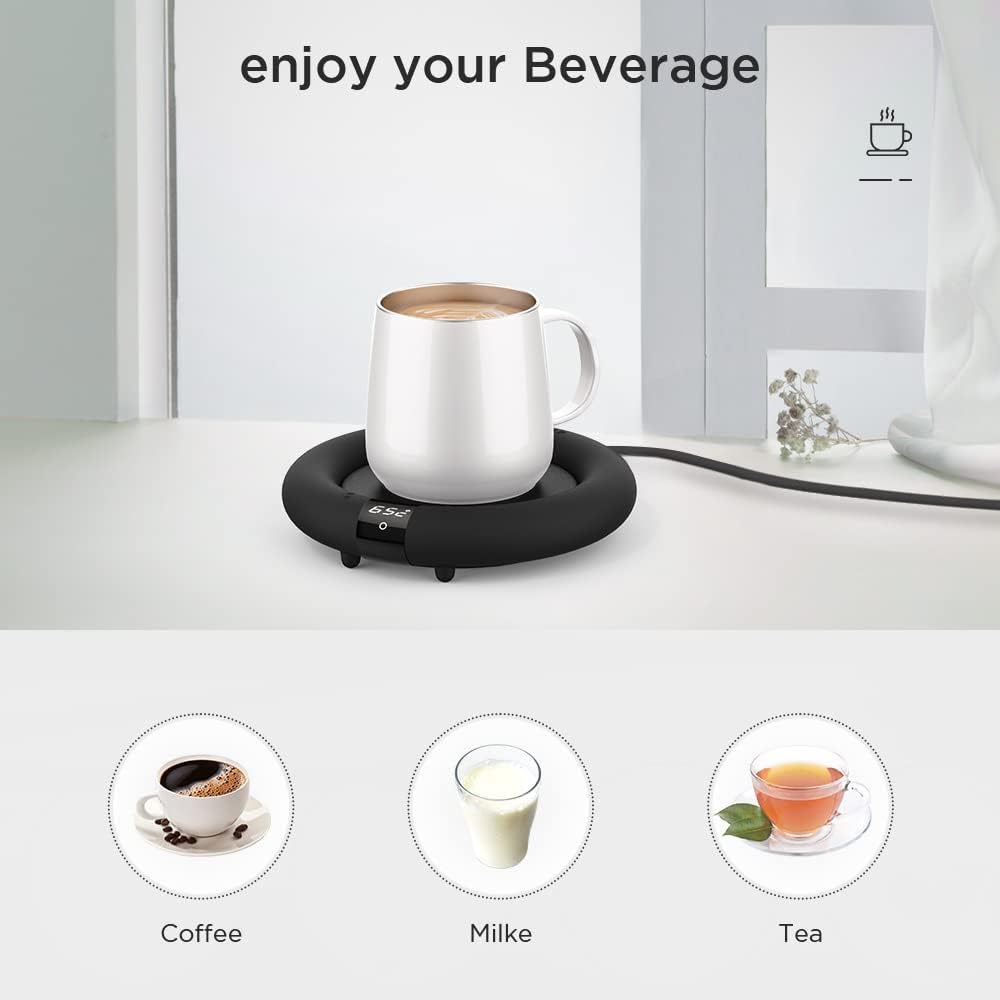 Coffee Mug Warmer for Coffee Tea, Coffee Cup Warmer for Desk, Auto Shut Off, 3 Temp up to 75℃, Touch Switch, LED Display Warmer Plate for Coffee Tea Water Milk -Coffee Gift (No Cup)