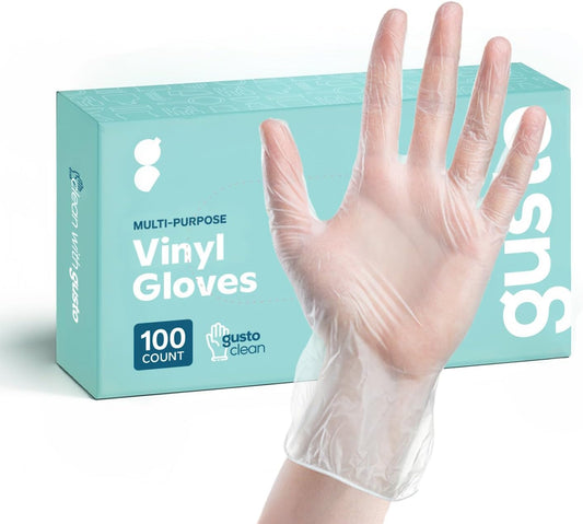 Disposable Vinyl Gloves – Clear, Latex-Free, Powder-Free, Bpa-Free – Safe for Food Handling, Cooking & Cleaning