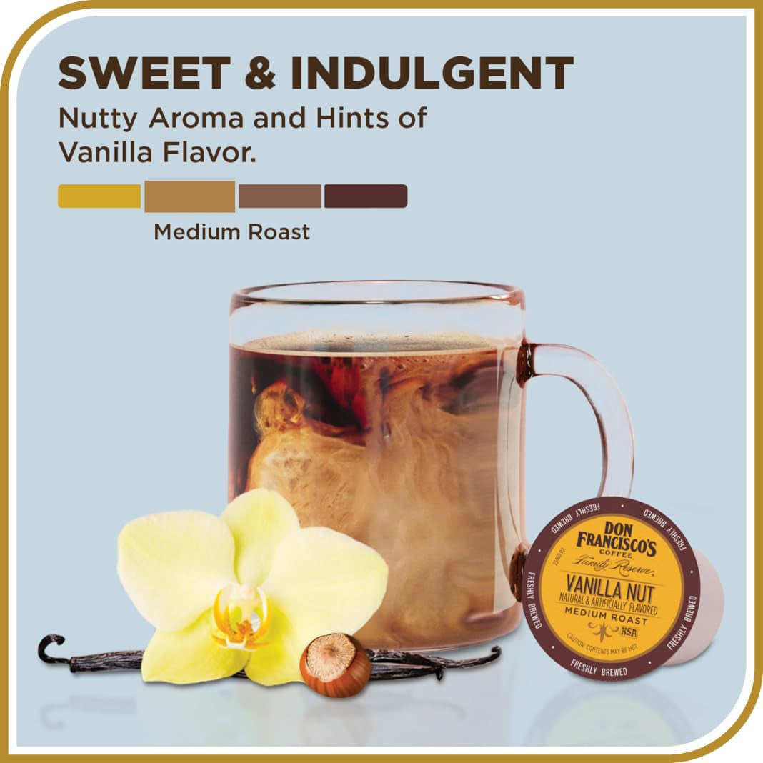 Vanilla Nut Flavored Coffee - 100 K-Cup Compatible Single-Serve Pods - 100% Arabica - Smooth, Rich Flavor and Nutty Notes - Compatible with Keurig Brewers