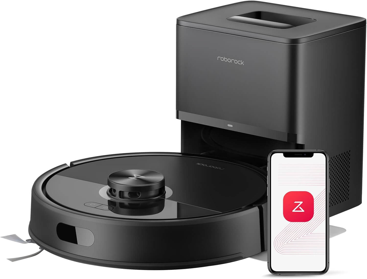 Q7 M5+ robot vacuum mop Upgrade Your Cleaning Routine with the Q7 M5+ Robot Vacuum and Mop - 7-9 Weeks Self-Emptying, 10000Pa Suction Power, Dual Anti-Tangle Design for Effortless Pet Hair Removal, and Smart Navigation Control in Sleek Black