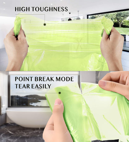 Compostable Trash Bags -  13 Gallon Tall Kitchen Garbage Bags 80 Count Unscented Trash Can Liners 55 Liter Medium Wastebasket Bags for Bathroom Home Bedroom Office Garbage Can (5Rolls/Green)