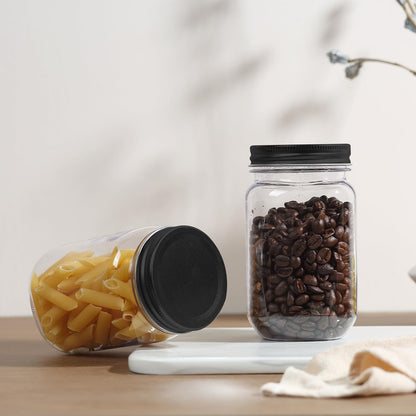 16 Oz Clear Plastic Jars with Screw-On Lids - Bpa-Free Refillable Storage Containers for Slime, Food, Crafts, Kitchen & Household Use (10 Pack,Black)