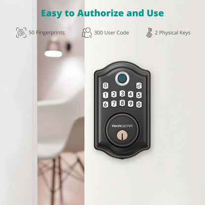 smart fingerprint door lock with APP Control, Security Smart Deadbolt Locks for Front Door, Auto Lock, Easy Installation, Bronze
