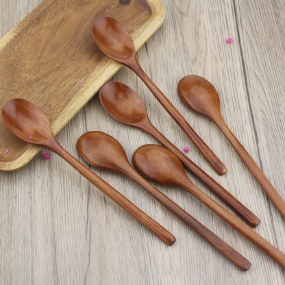 Wooden Spoons, 6 Pieces 9 Inch Wood Soup Spoons for Eating Mixing Stirring, Wood Spoon with Japanese Style Kitchen Utensil