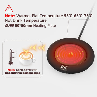 Coffee Mug Warmer for Coffee Tea, Coffee Cup Warmer for Desk, Auto Shut Off, 3 Temp up to 75℃, Touch Switch, LED Display Warmer Plate for Coffee Tea Water Milk -Coffee Gift (No Cup)