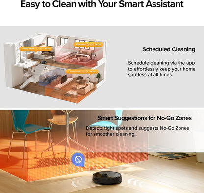 Q7 M5+ robot vacuum mop Upgrade Your Cleaning Routine with the Q7 M5+ Robot Vacuum and Mop - 7-9 Weeks Self-Emptying, 10000Pa Suction Power, Dual Anti-Tangle Design for Effortless Pet Hair Removal, and Smart Navigation Control in Sleek Black