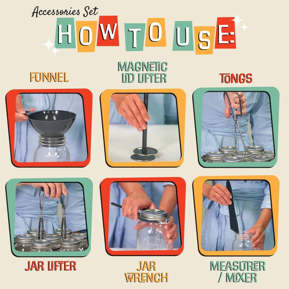 7 Pieces Premium Stainless Steel Canning Set Starter Kit W/Rack. No Rust, Extra Stability. BULK PACKS (Canning Set)