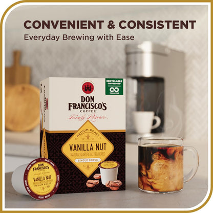 Vanilla Nut Flavored Coffee - 100 K-Cup Compatible Single-Serve Pods - 100% Arabica - Smooth, Rich Flavor and Nutty Notes - Compatible with Keurig Brewers