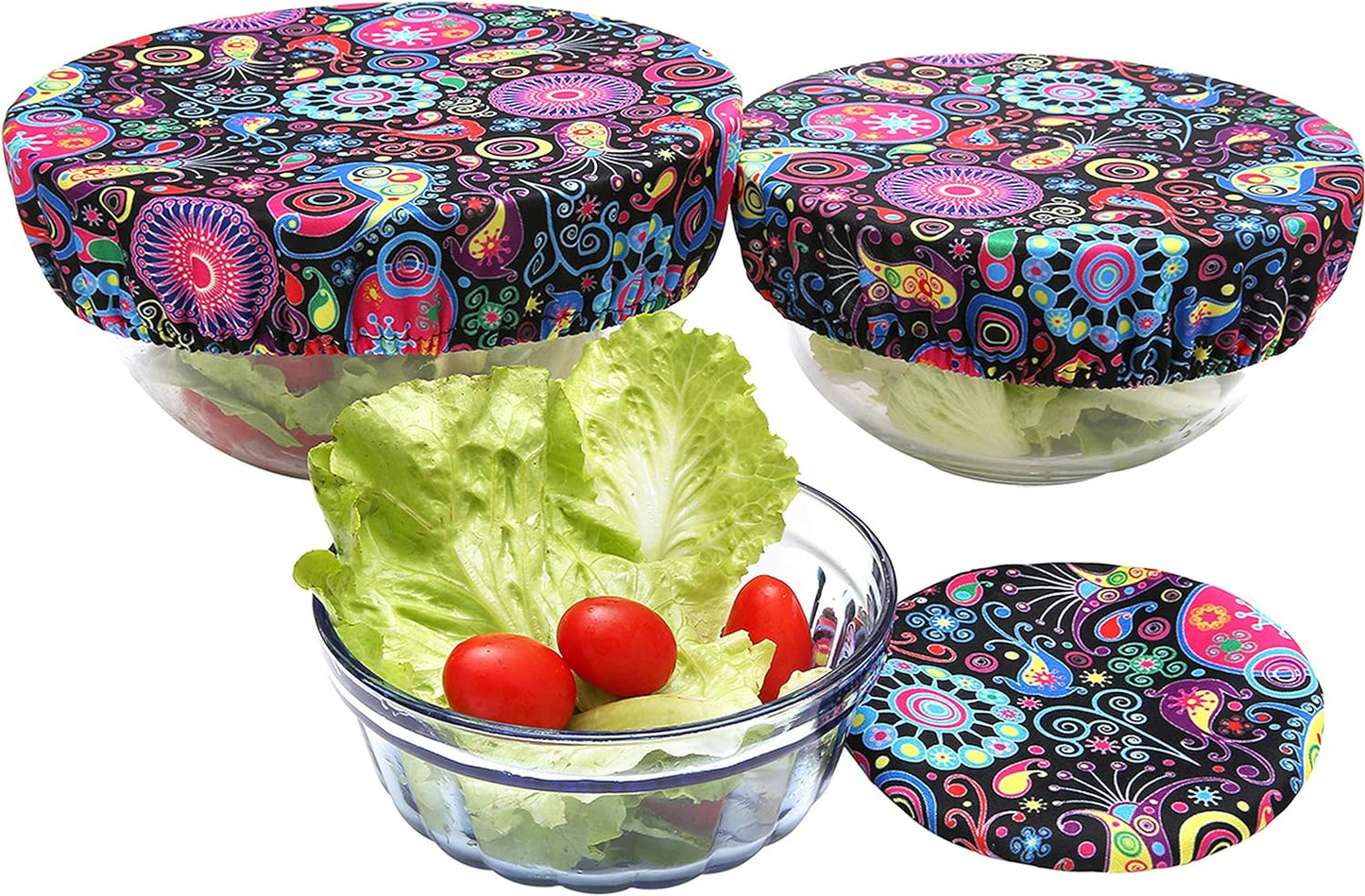 Elastic Reusable Bowl Covers for Bread Proofing, Fabric Cloth Sourdough Bowl Covers for Proofing - Set of 3, Bloom
