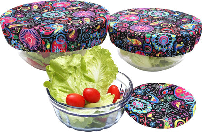 Elastic Reusable Bowl Covers for Bread Proofing, Fabric Cloth Sourdough Bowl Covers for Proofing - Set of 3, Bloom