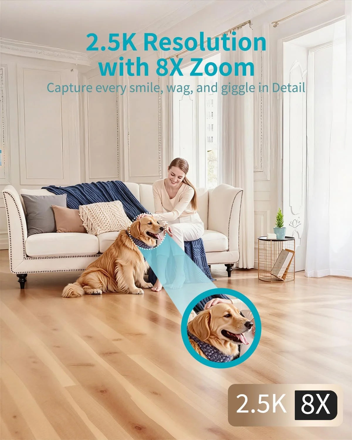 2.5K Pet Camera 5G&2.4G Wifi Dog/Cat/Nanny Cam & Baby Monitor, 360° Indoor Camera for Home Security with Phone App & Speaker, Motion Tracking, Free AI Detection, Night Vision, Sd/Cloud Storage