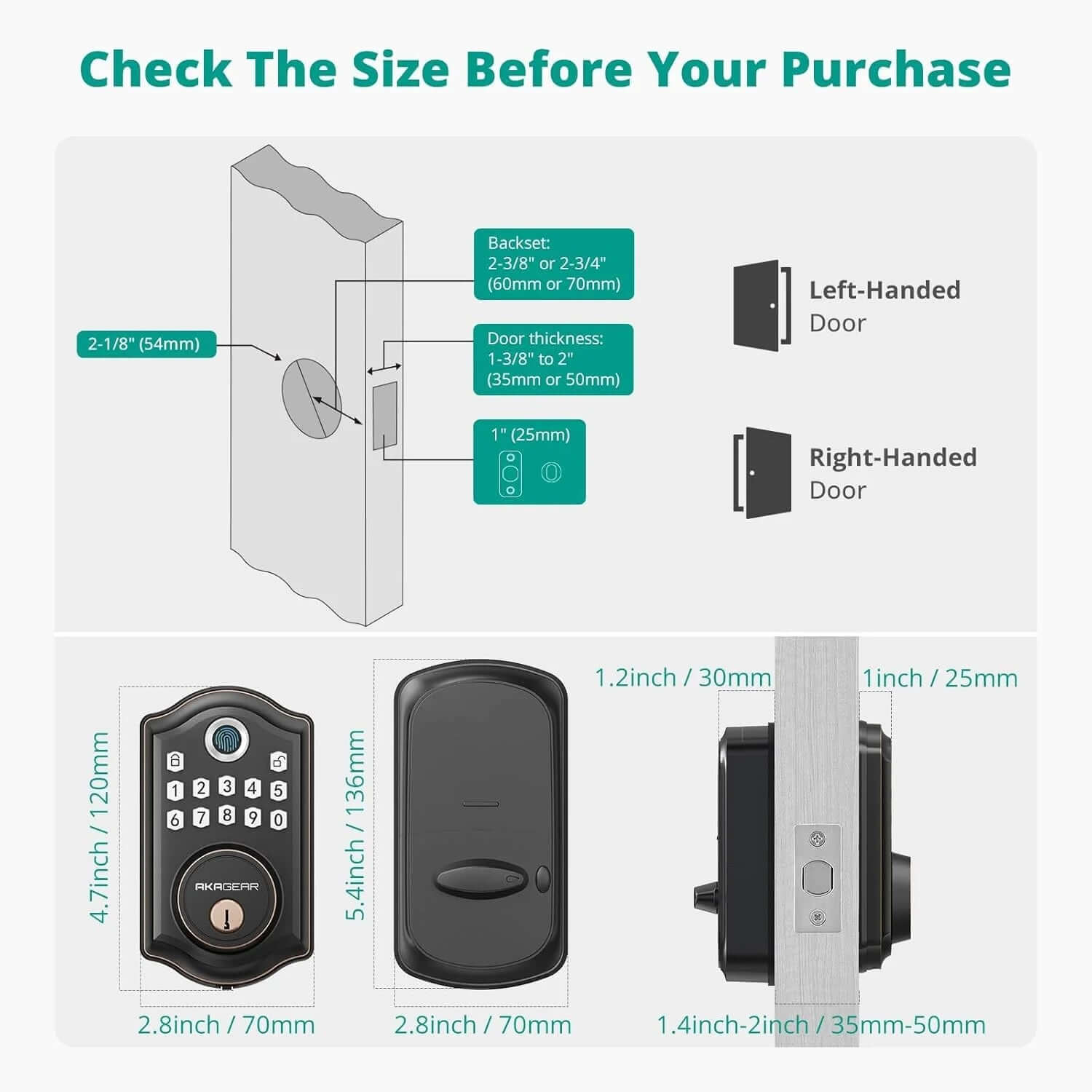 smart fingerprint door lock with APP Control, Security Smart Deadbolt Locks for Front Door, Auto Lock, Easy Installation, Bronze
