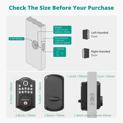 smart fingerprint door lock with APP Control, Security Smart Deadbolt Locks for Front Door, Auto Lock, Easy Installation, Bronze