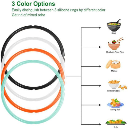 4 Pack 6Qt Silicone Sealing Ring for Instant Pot, Replacement Seal Gasket for Instant Pot 6 Quart Model, Fits Duo 6 Quart, Lux 6 Quart, Duo plus 6 Quart, Ultra 6 Quart, Nova 6 Quart