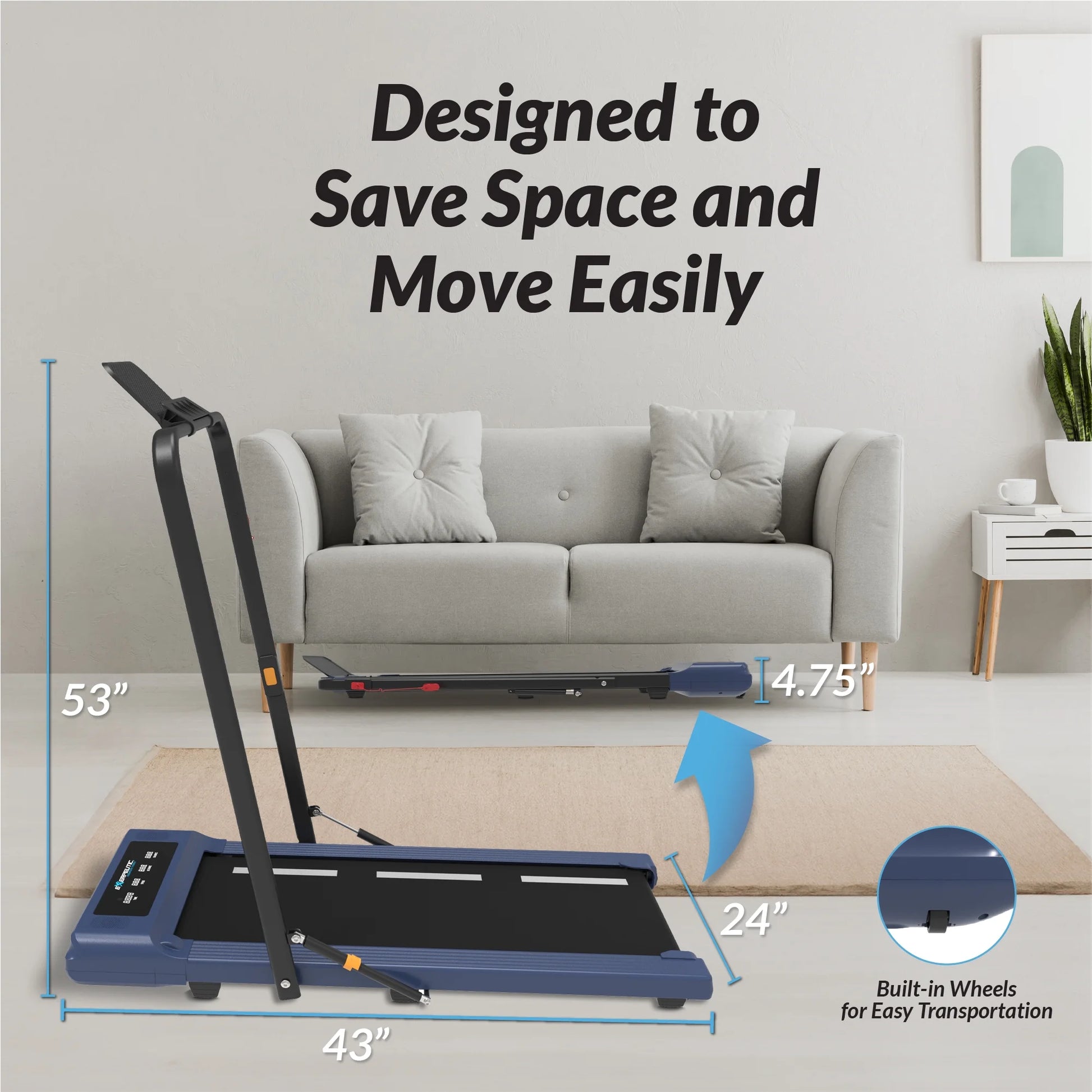 Electric Walking Desk Exercise Treadmill, Blue, 400 Lb