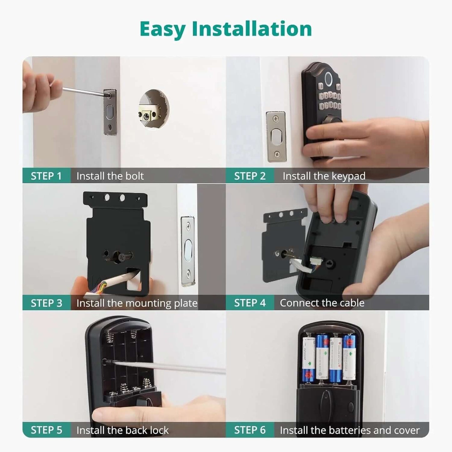 smart fingerprint door lock with APP Control, Security Smart Deadbolt Locks for Front Door, Auto Lock, Easy Installation, Bronze