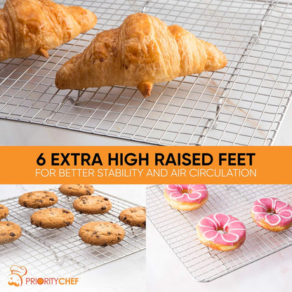 18/8 Stainless Steel Cooling Rack, Heavy Duty Baking Rack for Oven Cooking, Fits Jelly Roll Pan, Wire Rack for Cooking, Bacon, Cookie Cooling Rack, 10" X 14.7"