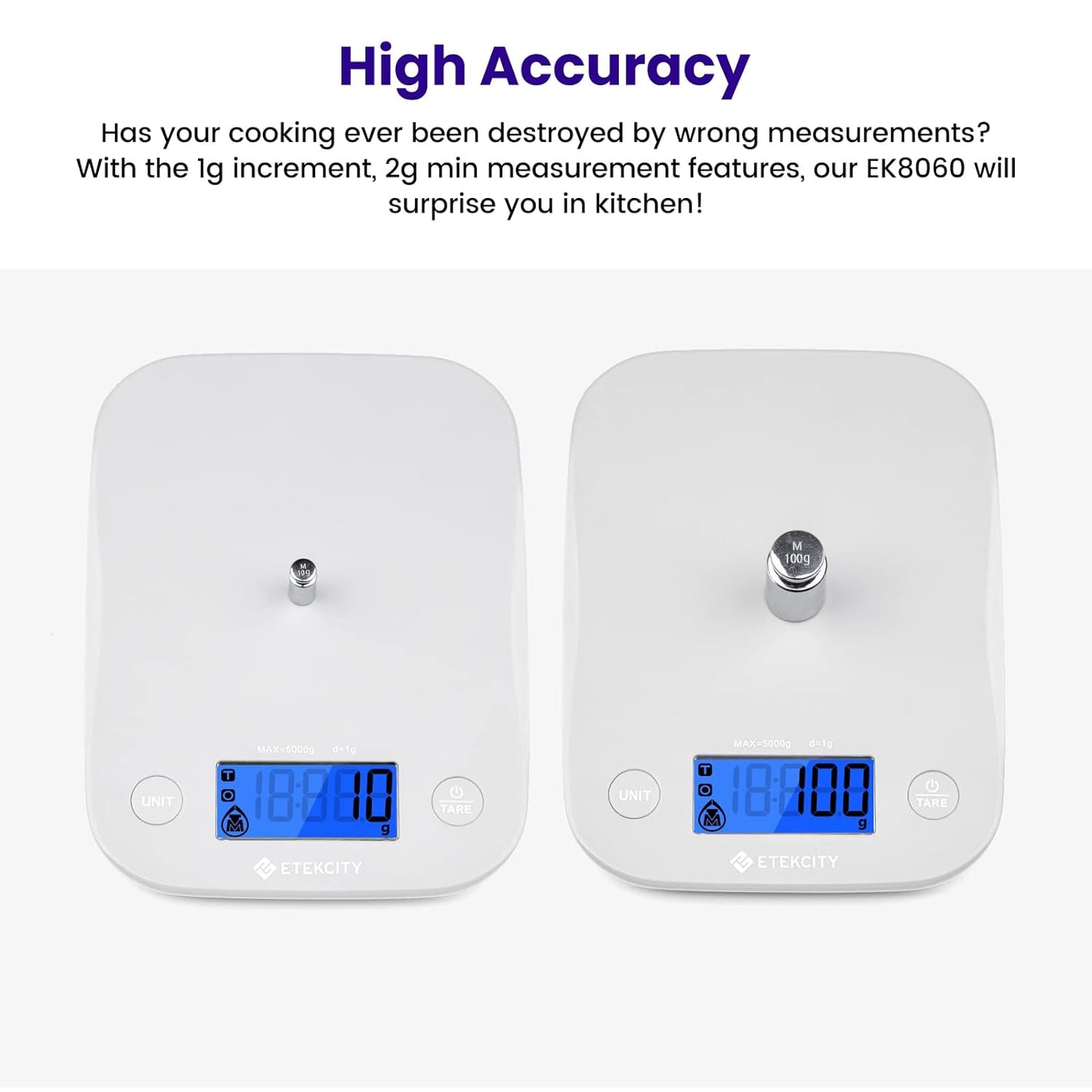 Food Kitchen Scale, Digital Weight Grams and Oz for Cooking, Baking, Meal Prep, and Diet, Medium, Gray