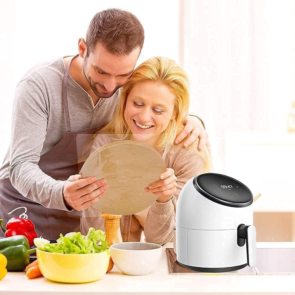 Air Fryer Parchment Paper Liners, 100 Pcs Disposable Papers Liner for 2-3QT Air Fryer Baking, 7 Inch Safe and Non-Stick Unbleache Steamer Liner for Microwave, Oven, Steaming Basket