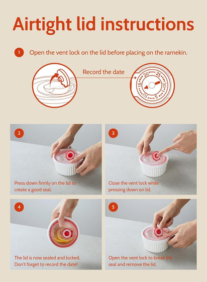 6-Pack 8 Oz Porcelain Ramekins with Lids, White Souffle Dishes for Baking, Creme Brulee Cups, Oven-Friendly Pudding Custard Bowls – Versatile Kitchen Essentials for Baking and Storing