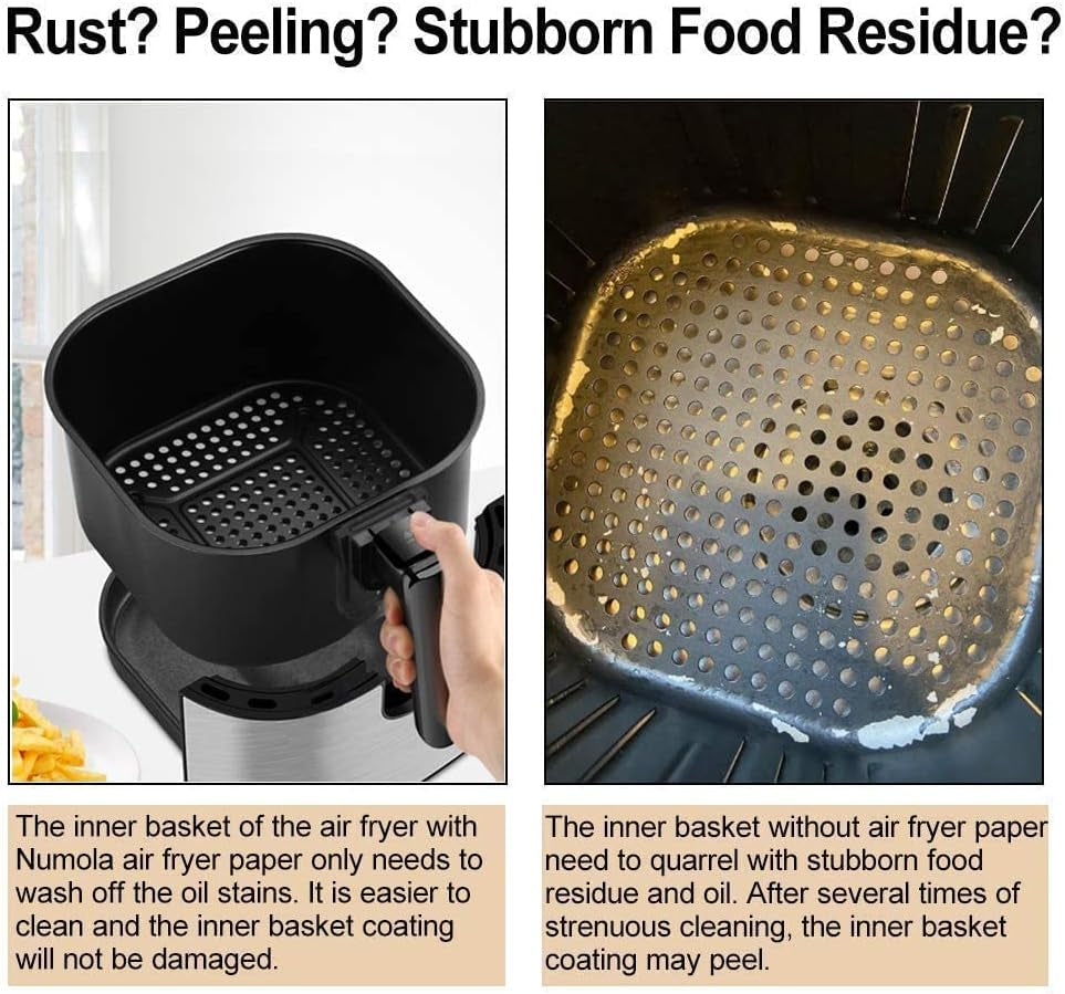 Air Fryer Parchment Paper Liners, 100 Pcs Disposable Papers Liner for 2-3QT Air Fryer Baking, 7 Inch Safe and Non-Stick Unbleache Steamer Liner for Microwave, Oven, Steaming Basket