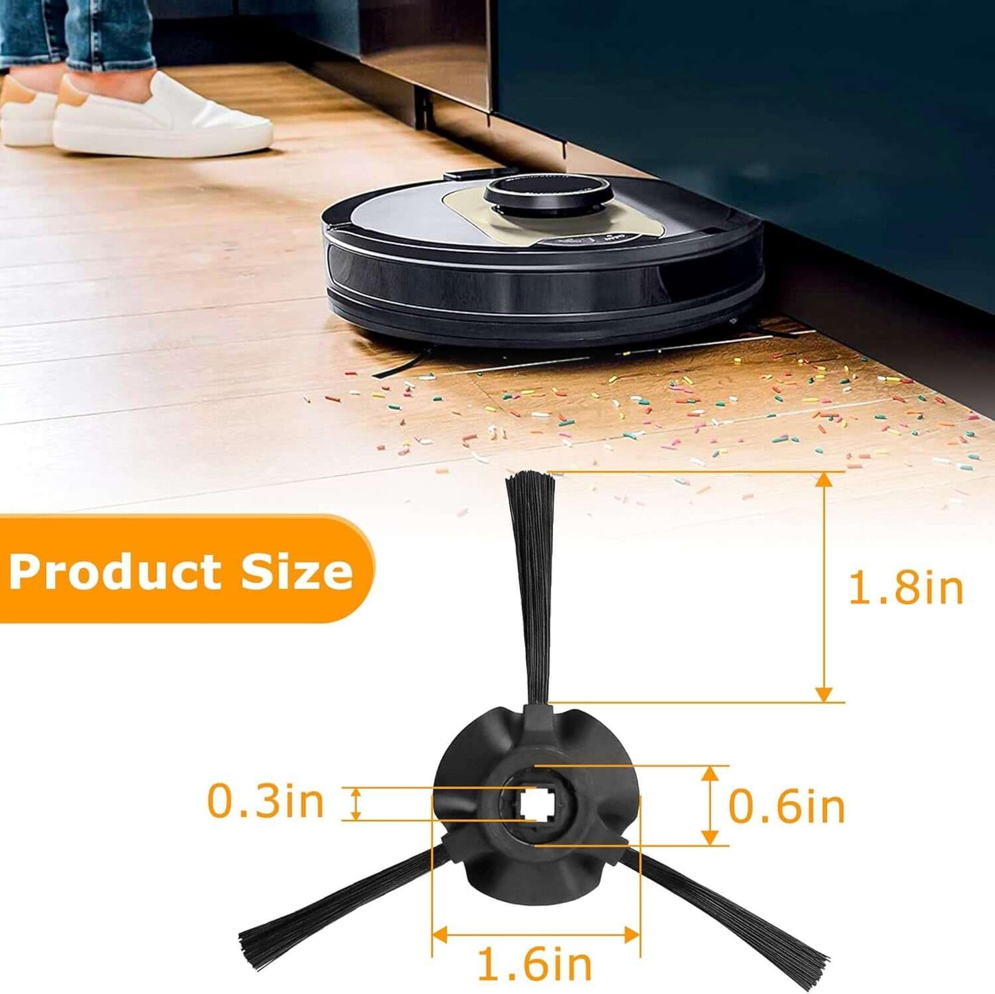 8 Pack Side Brushes Replacement for Shark Matrix Robot Vacuum RV2310, RV2310AE,