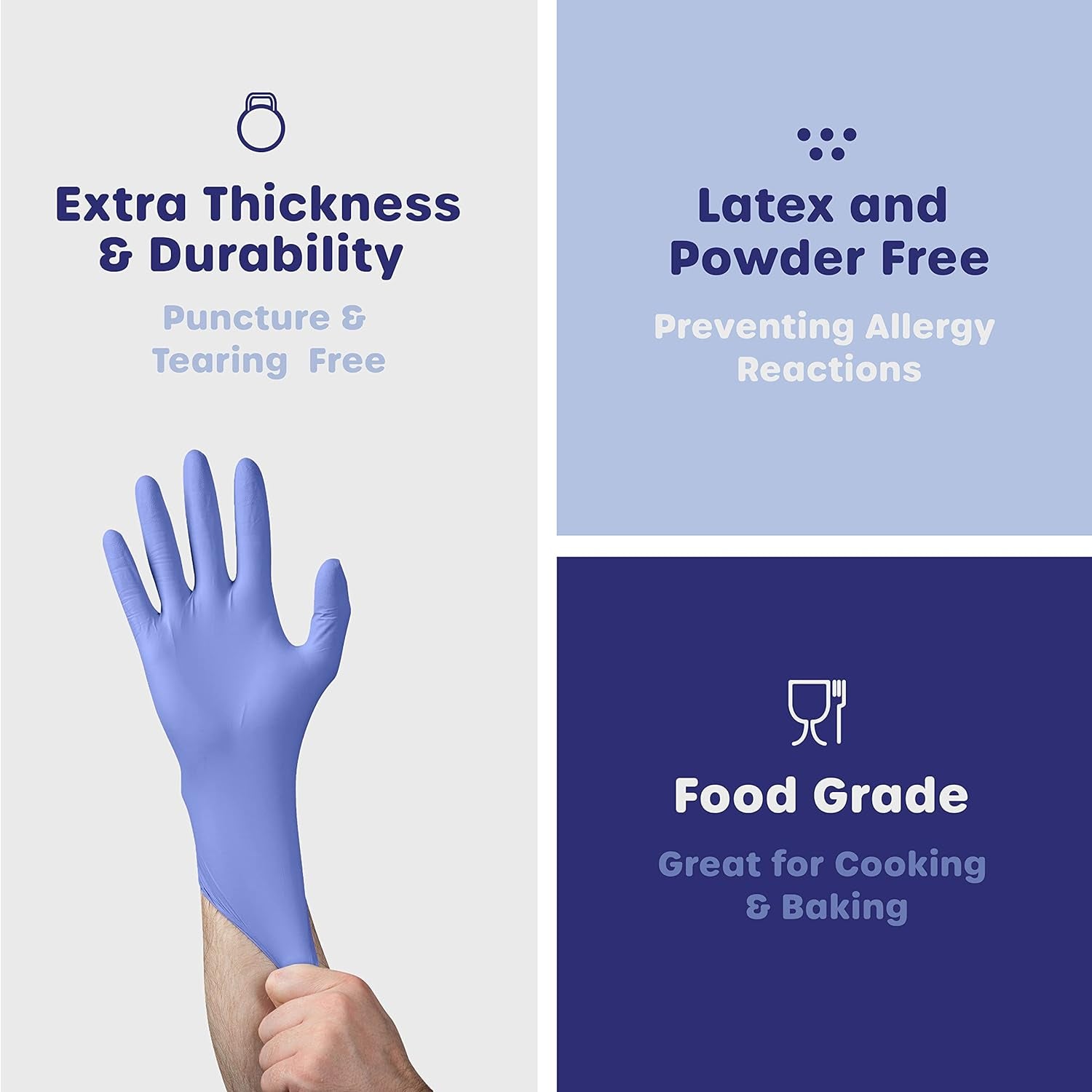 Blue Nitrile Gloves, Disposable Gloves – 4 Mil, Latex & Rubber Free, Non-Sterile Powder-Free (Formerly Comfy Package)