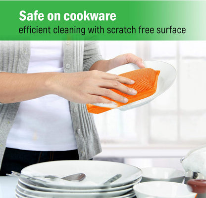 Miracle Microfiber Kitchen Sponge by  - Non-Scratch Heavy Duty Dishwashing Cleaning Sponges- Machine Washable- (Orange)