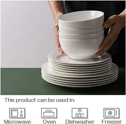 22 Ounce Soup and Cereal Bowls, Porcelain Serving Salad Bowls, Dishwasher & Microwave Safe, Centerpiece Serving Bowls, White,Bowl Set for Rice Pasta Oatmeal