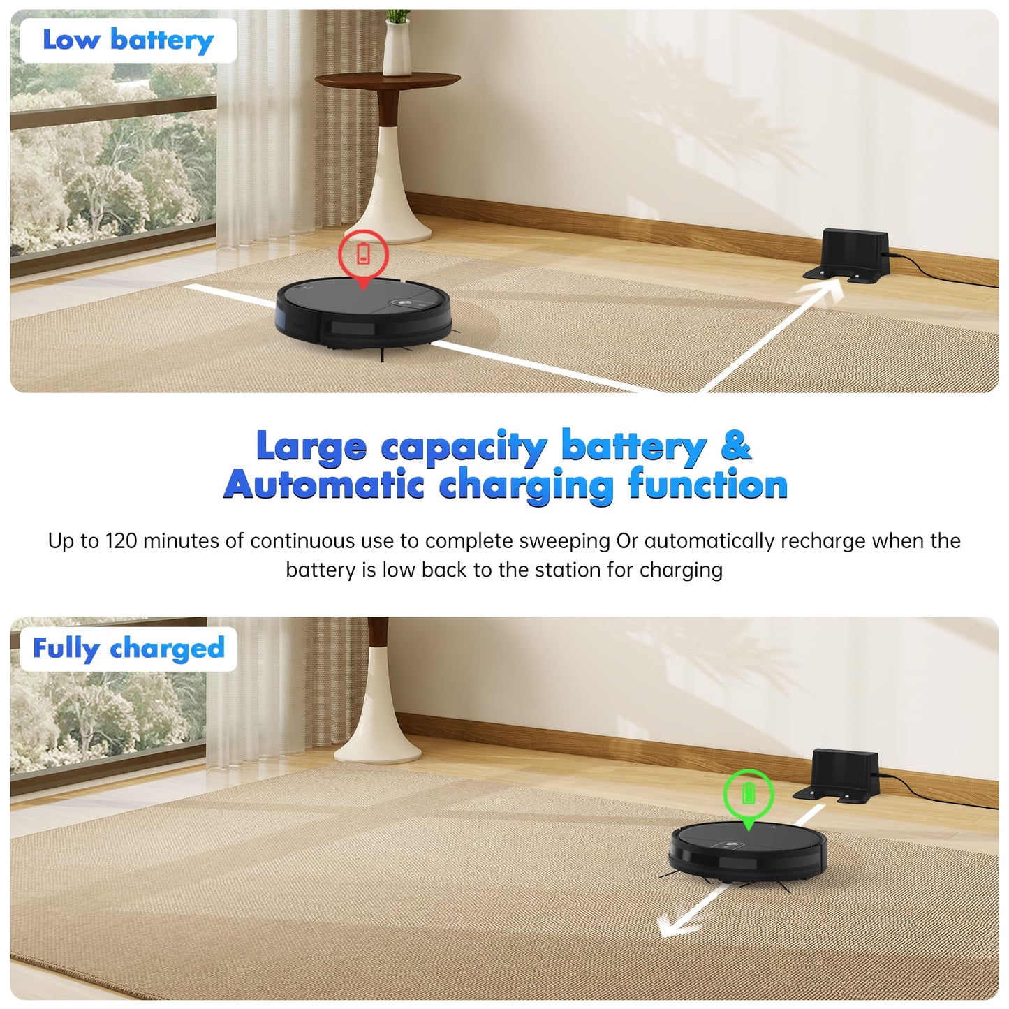 Robot Vacuum Cleaner 2 in 1 Vacuum and Mop Combo 3500Pa, with Alexa/ Wifi Control