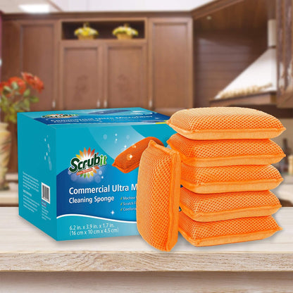 Miracle Microfiber Kitchen Sponge by  - Non-Scratch Heavy Duty Dishwashing Cleaning Sponges- Machine Washable- (Orange)