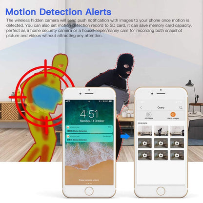 Mini Wireless Security Camera, Full HD 720P Portable Small HD Nanny Cam with Night Vision, Video Record and Motion Detection for Home Car Drone Office and Outdoor Use