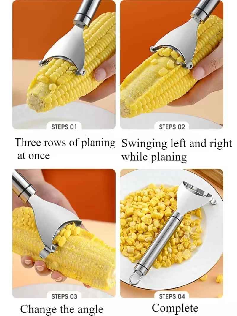 stainless steel corn stripper Corn Stripper Stainless Steel Manual Corn Planer Cob Stripper Reusable Corn Peeler Thresher Kitchen Fruit Vegetable Gadget Tool